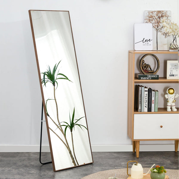 60x17 Brown Solid Wood Frame Full-length Mirror, Dressing Mirror, Bedroom Home Porch