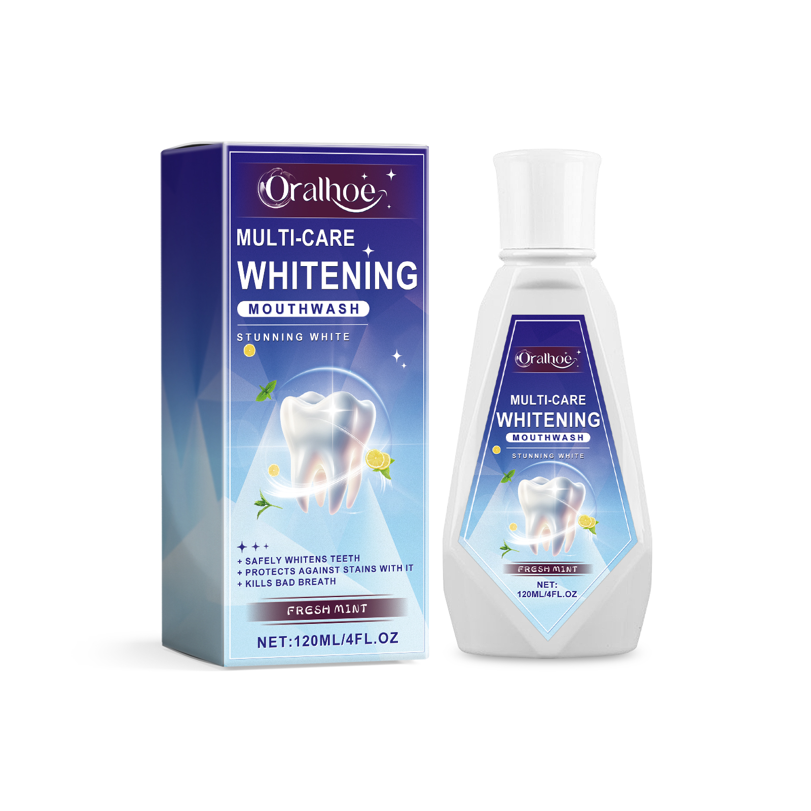 Triple Teeth Mouthwash, A Fresh Mint Daily Mild Odor Cleaning Teeth Mouthwash