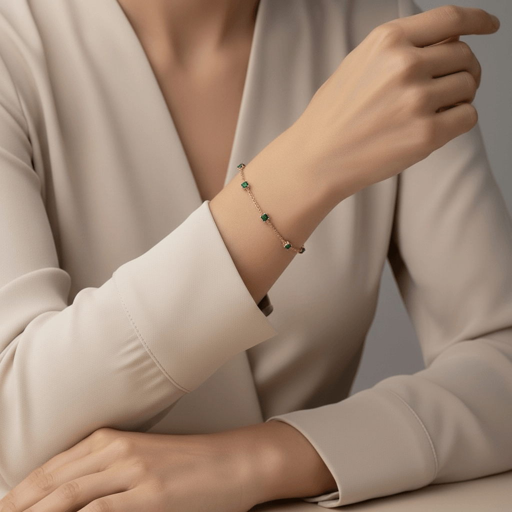 AC Gold Plated Bracelet with Colored Zircon Gemstone