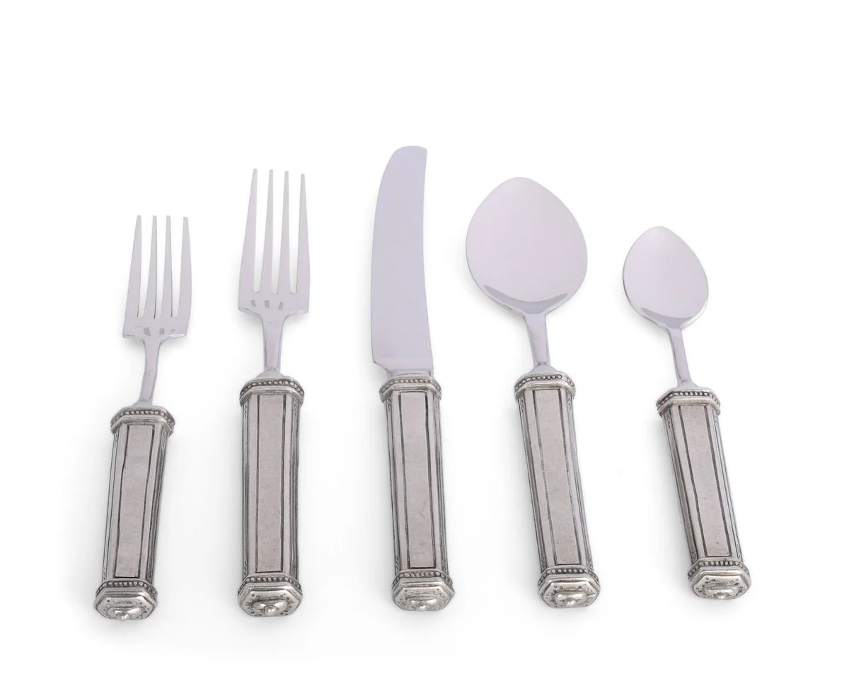 5 Piece Flatware Setting - Pewter Leaf