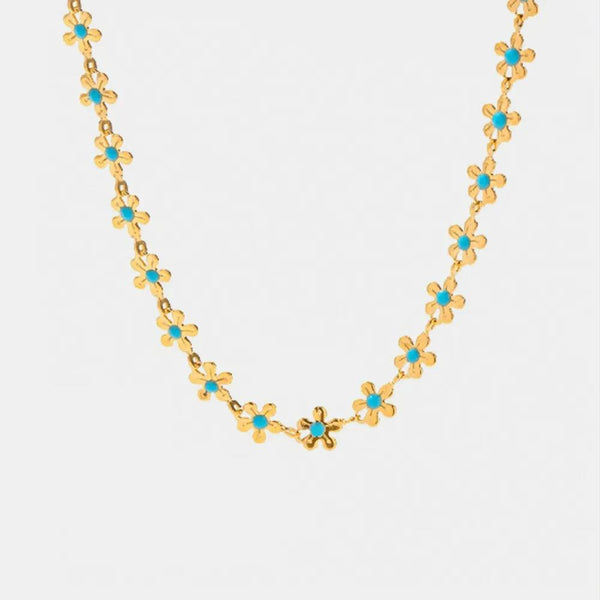 Flower blue drip oil niche light luxury necklace
