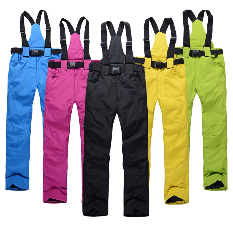 Women Men Ski Pants Brands Outdoor Sports Suspenders Windproof Waterproof Trousers