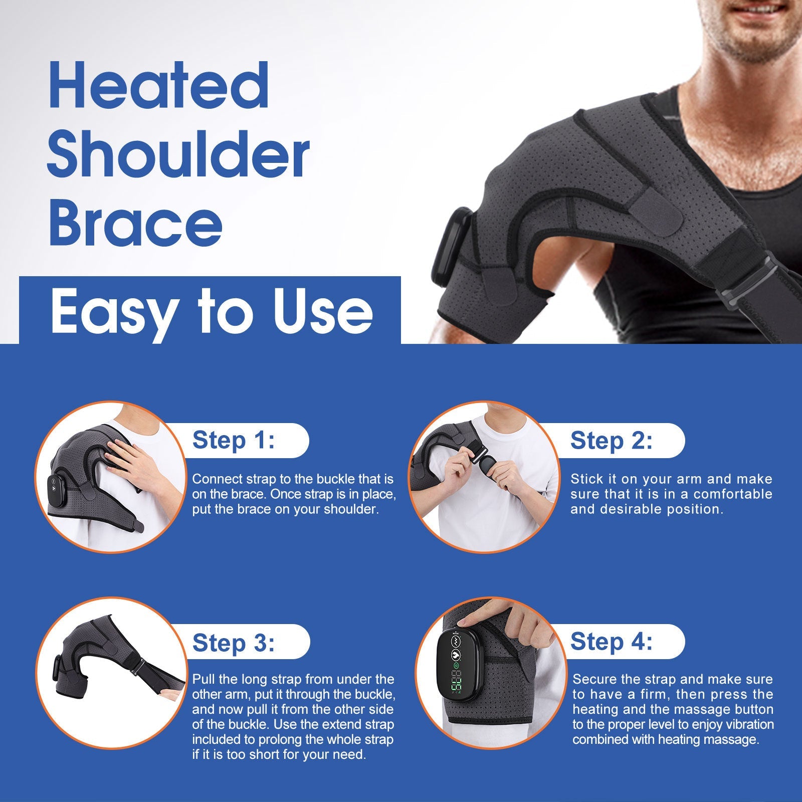Touchscreen controller hole shaped shoulder protection electric heating shoulder protection heating vibration massager
