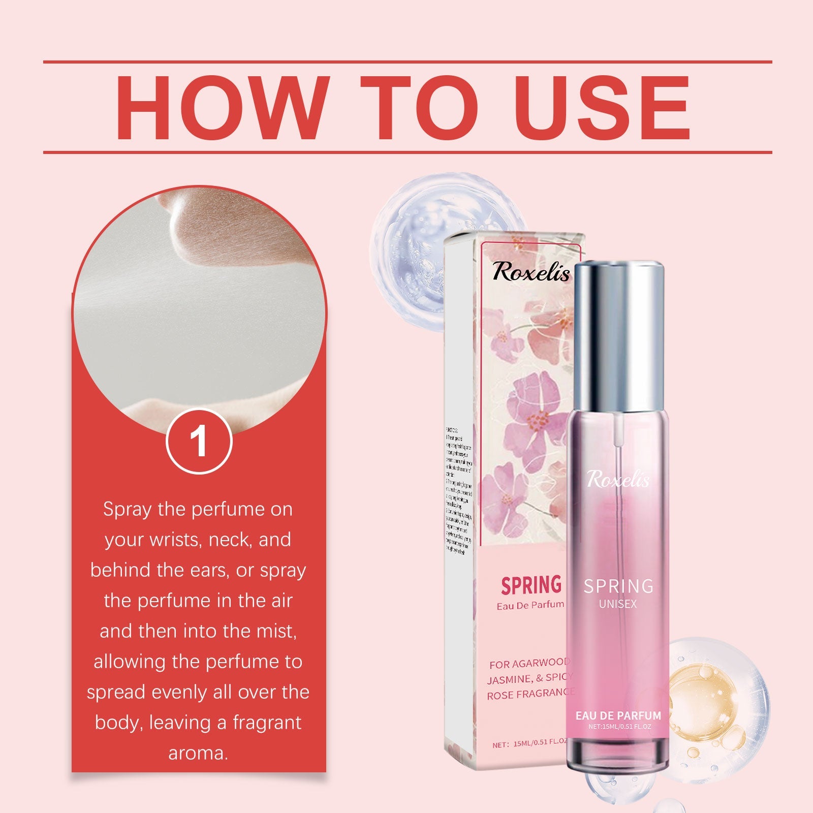 Spring Perfume Spicy Rose Fresh Natural Light Fragrance Portable Fragrance Exudes Personal Charm Perfume