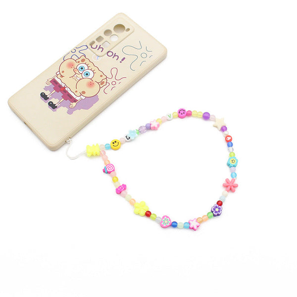 New Soft Ceramic Color Mix And Match Fruit Smiley Beaded Letters To Prevent Mobile Phone Chain Necklace