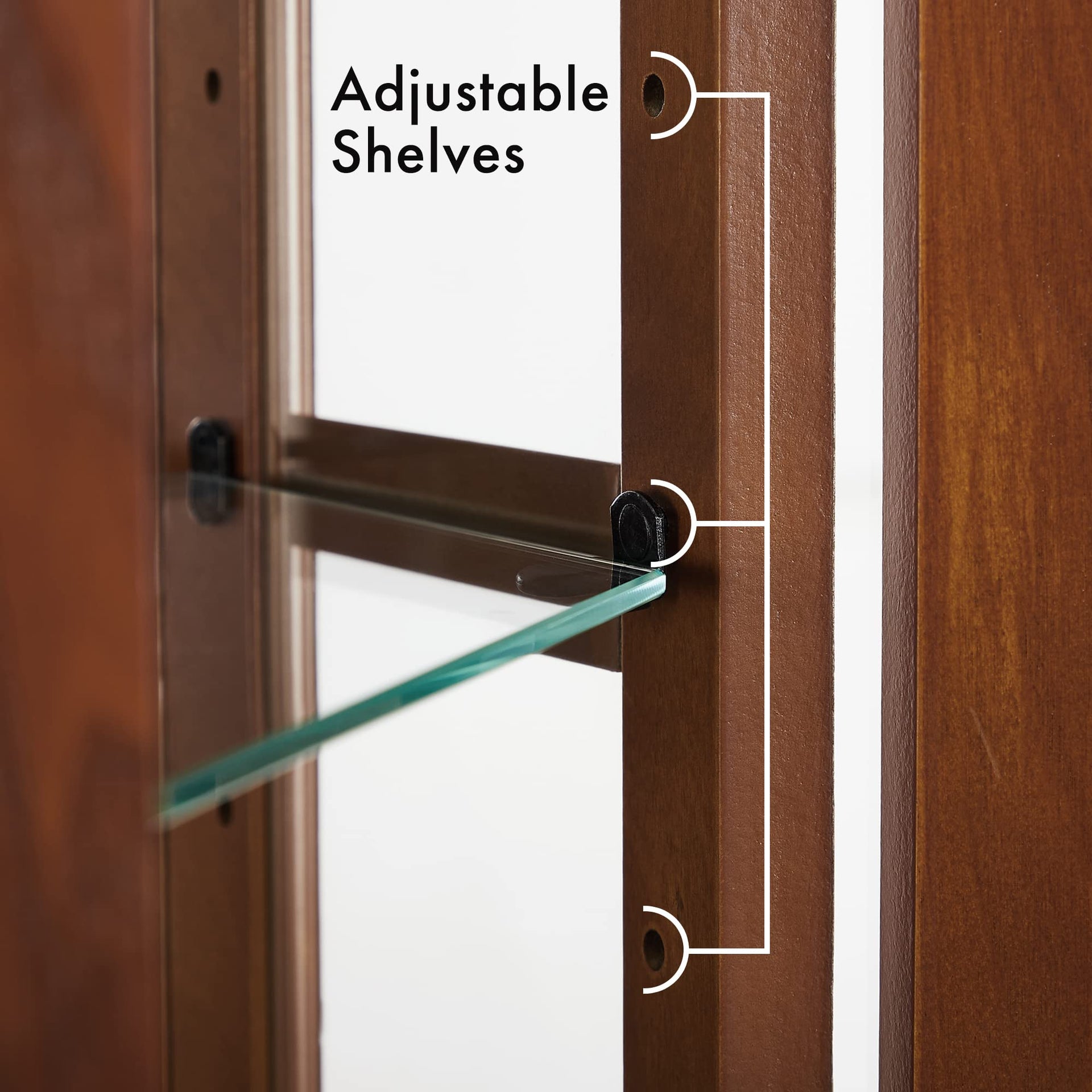 Corner Curio Cabinet with 5 Shelves and Lighting System, Oak(E26 light bulb not included)