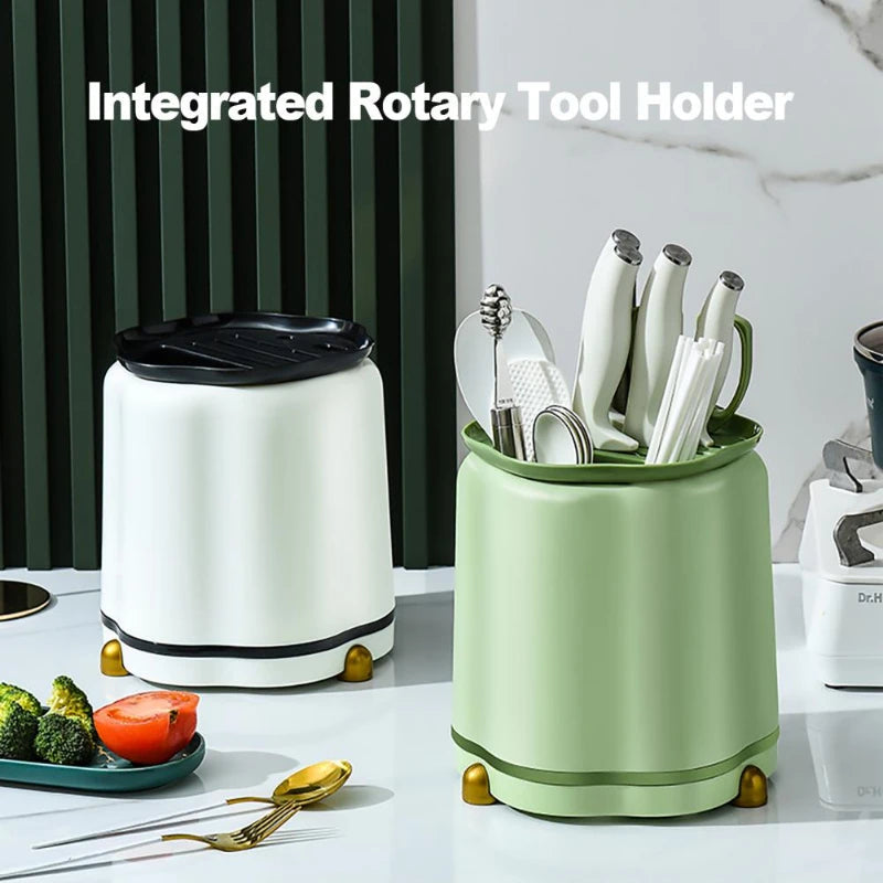 Rotating Knife Holder, Petal Shaped, 360 Degree Rotating, Large Capacity Chopsticks, Knife Holder, Kitchen Supplies Storage Rack