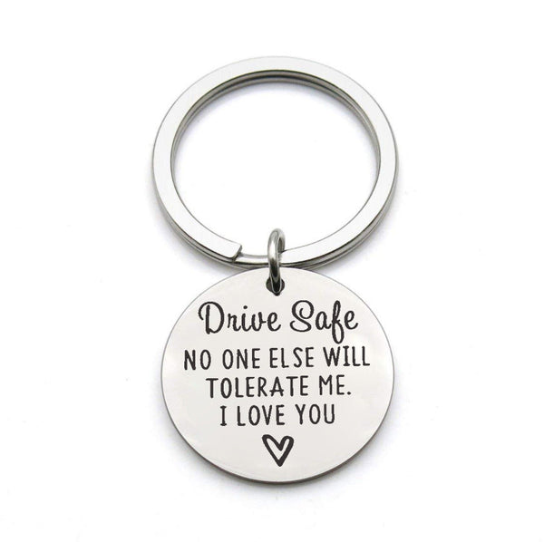 Driving safety stainless steel keychain Couple boyfriend girlfriend gift