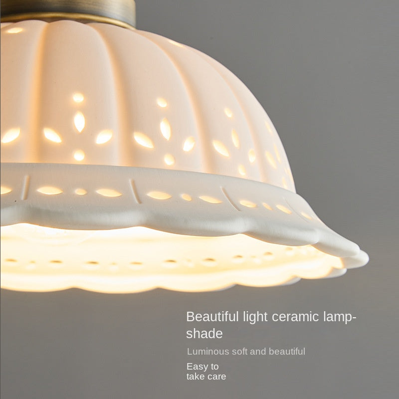 Copper Bedside Pendant Light Bedroom Modern Luxury French Retro Japanese American Artistic Aged Small Pendant Light