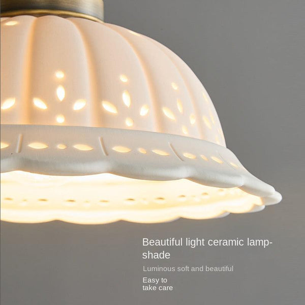 Copper Bedside Pendant Light Bedroom Modern Luxury French Retro Japanese American Artistic Aged Small Pendant Light