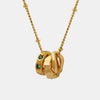 Fashion OL Titanium Steel Pendant Inlaid with Zircon Accessories Versatile Three Ring Buckle Necklace for Women