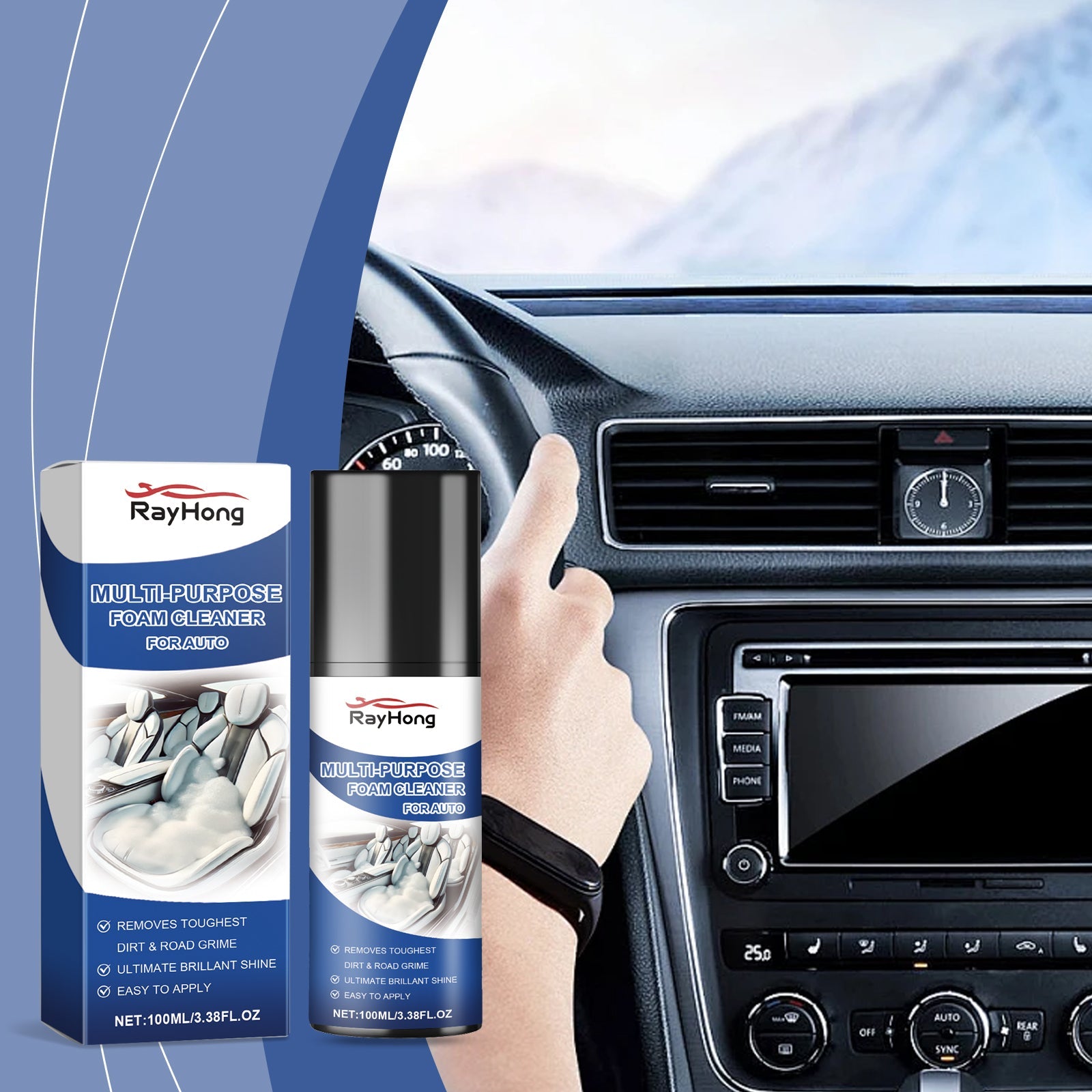 Multi-Purpose Automotive Interior Foam Cleaner, Automotive Leather Fabric Plastic Interior Cleaner