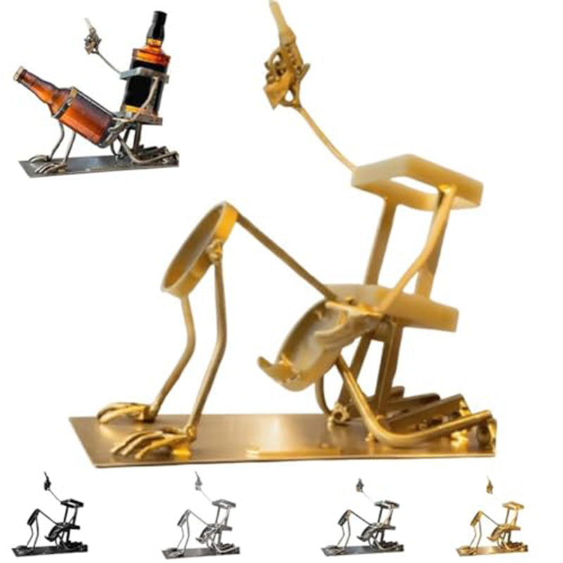 Skull 2-in-1 Bottle Stand: Holds Coke & Wine, Metal Skeleton Holder – Fun Bar Decor V.I.P Digital Presence