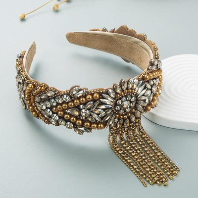 Hair Hoop Fashion French Palace Style Pearl Tassel Bangs Hair Cave High Quality Temperament All-Match Hair Hoop Hair Accessories