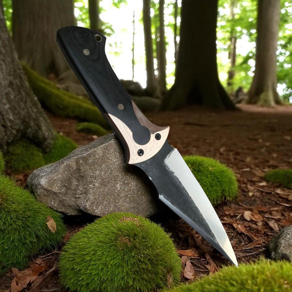 D2 Steel Hunting Knife with G10 Handle & Leather Sheath