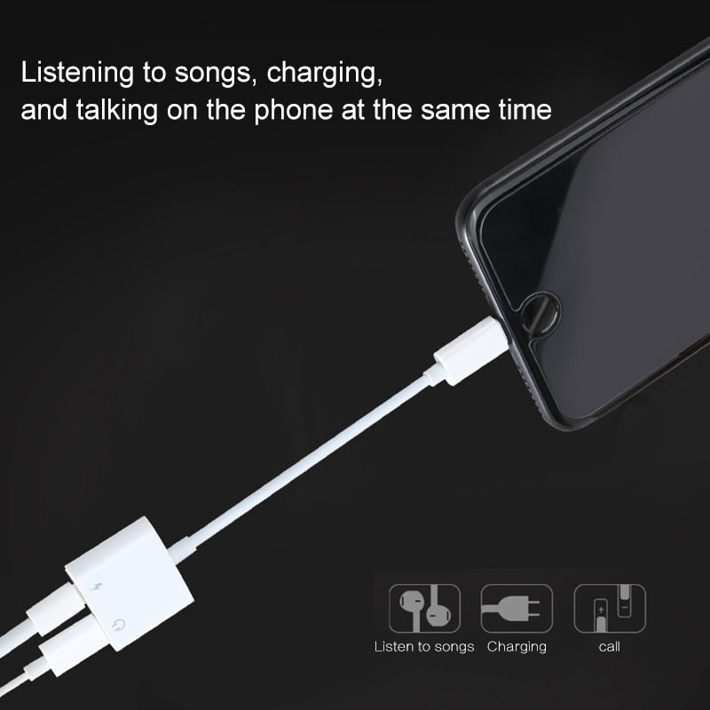 udio Adapter Charger Cable For iPhone X 8 Dual Headphone Aux cable for Lightning Converter For iPhone 10 Charging Splitter