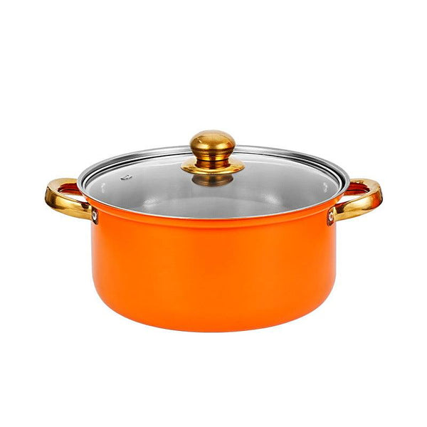 12 - piece wine - red non - stick stainless - steel soup pot set, induction - friendly for kitchen use.