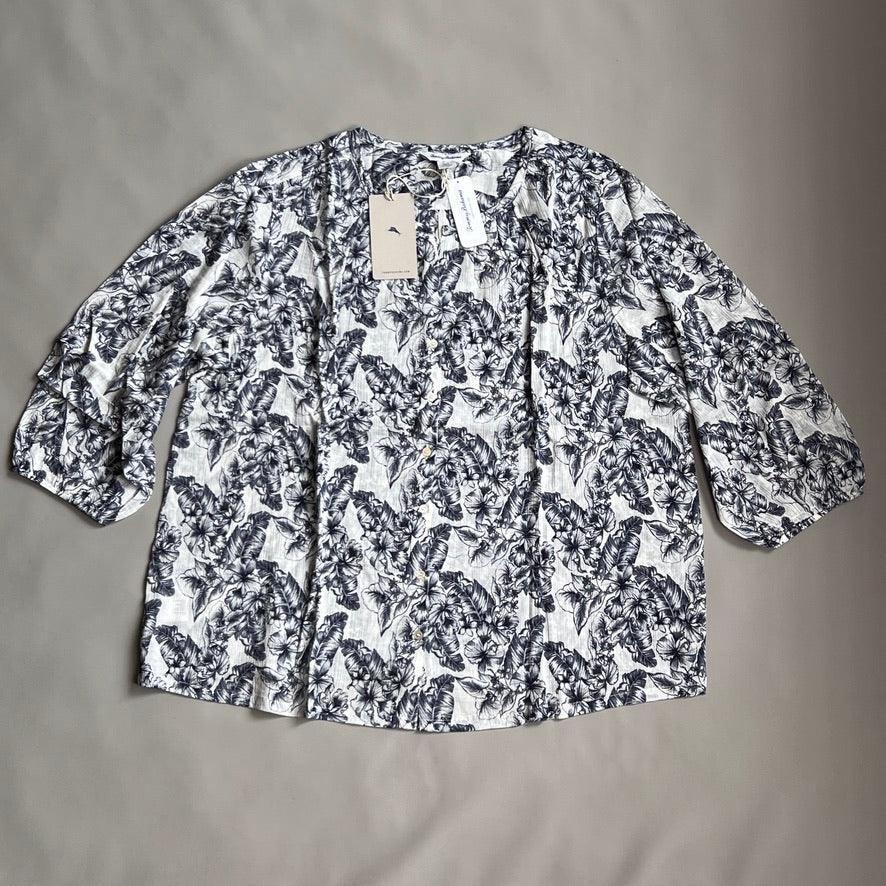 TOMMY BAHAMA Women's Tulia Blooms Top 3/4 Sleeve Coconut Size L (New)