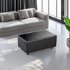 Modern Smart Coffee Table with Built-in Fridge, Bluetooth Speaker, Wireless Charging, Touch Control Panel, USB Interface Black