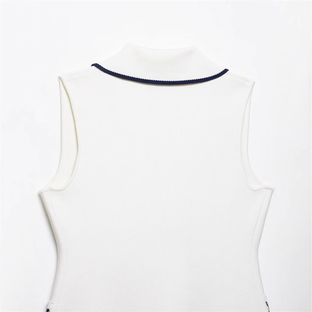 Summer New  Style Women's Fashion Temperament Sleeveless Trim Knit Tank Top