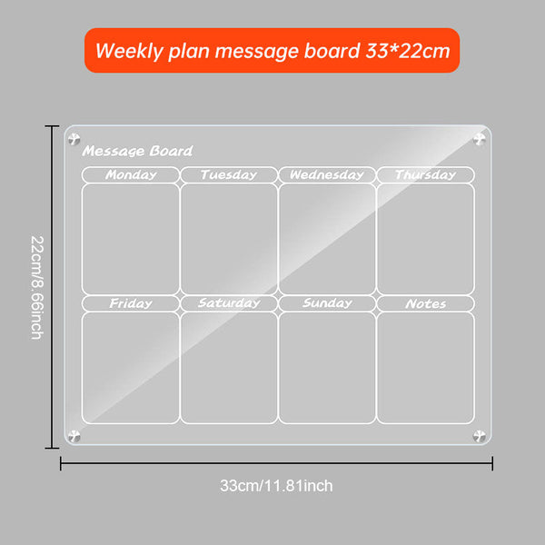 Acrylic message board magnetic refrigerator sticker household erasable calendar transparent note display board