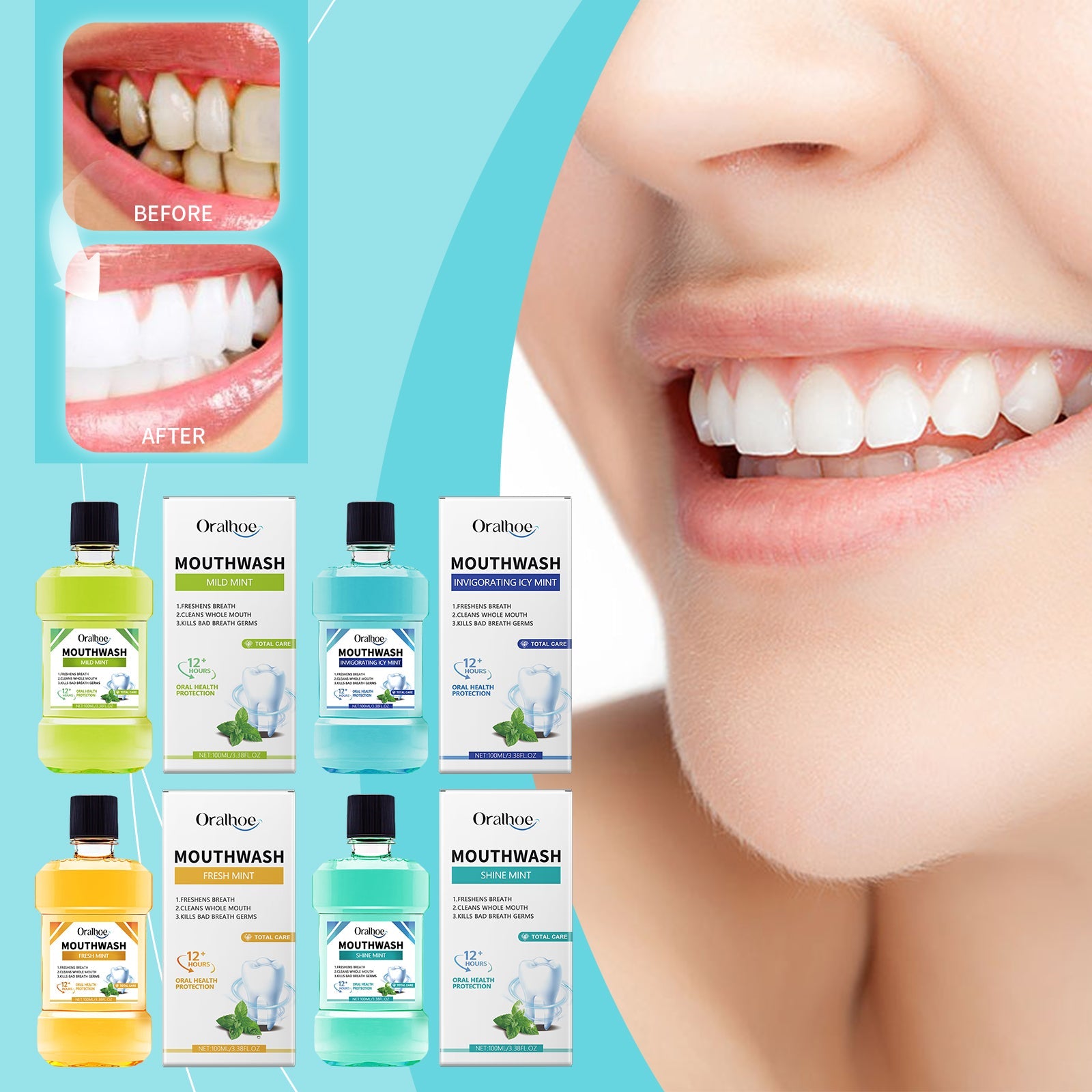 Breath Freshening Mouthwash Fresh Breath Daily Care Teeth Cleaning Odor Mouthwash