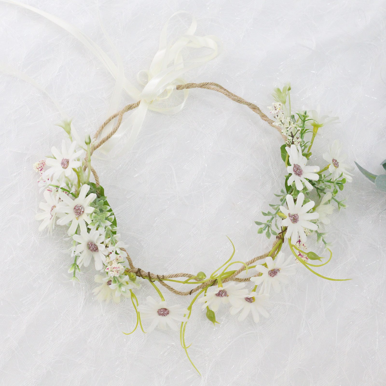 Fresh flower garland headwear hand woven fabric small daisy flower spring fairy outdoor hair accessory