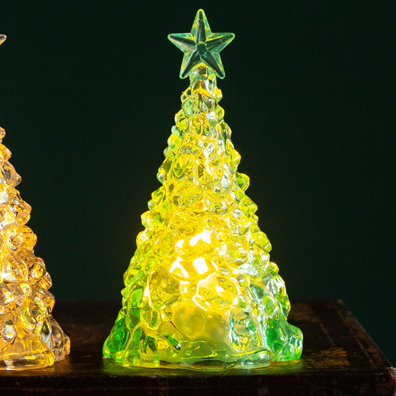 Christmas decoration mini luminous Christmas tree transparent crystal night light cross-border desktop decoration props small gifts