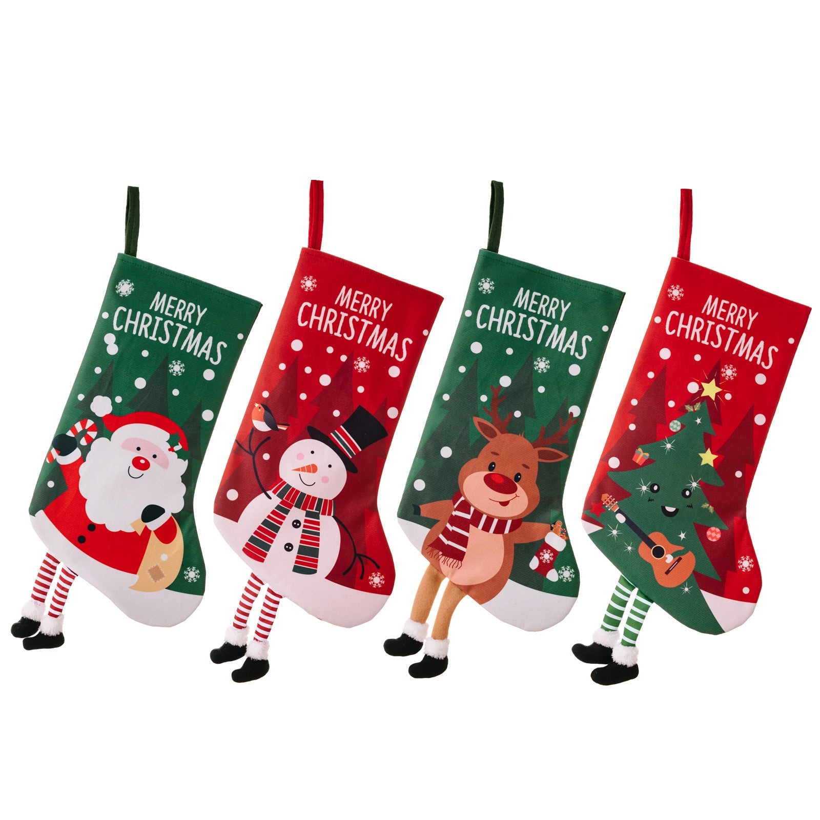 Christmas decorations, colorful prints, Christmas socks, Santa Claus gift socks, snowman gift bags, red and green leg hanging Christmas socks