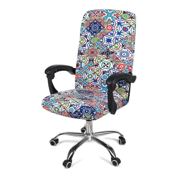Stretch Printed Computer Office Chair Covers Soft Fit Universal Desk Rotating Slipcovers Removable Washable Anti-Dust Spandex
