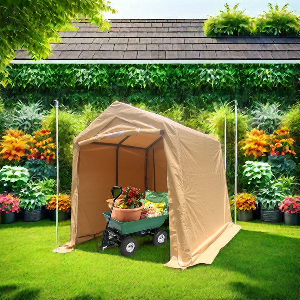 7x8 ft Outdoor Portable Gazebo Storage Shelter Shed with 2 Roll up Zipper Doors & Vents Carport