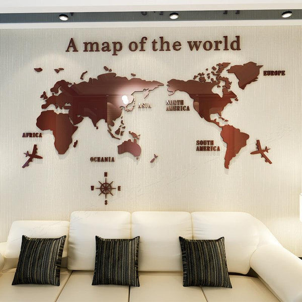 Creative Home Background Wall Stickers Acrylic 3D Wall Stickers Living Room TV Background M70- Map