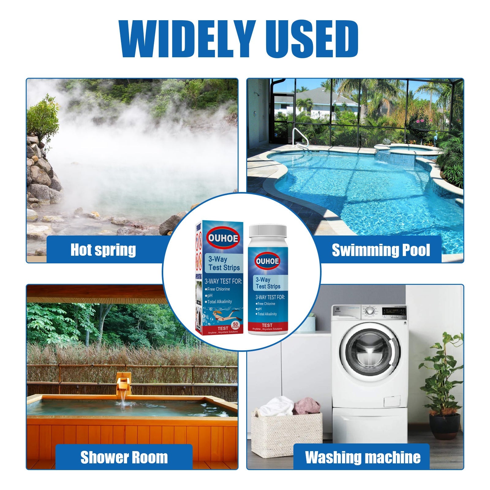 3-In-1 Ph Test, Paper Pool Water Quality Total Alkalinity Hardness Pool Clean Water Ph Test Strip