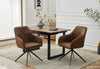 Modern chairs (2 sets) with soft iron leg cushions and comfortable backrest double layered chairs - Matte Brown + Fabric