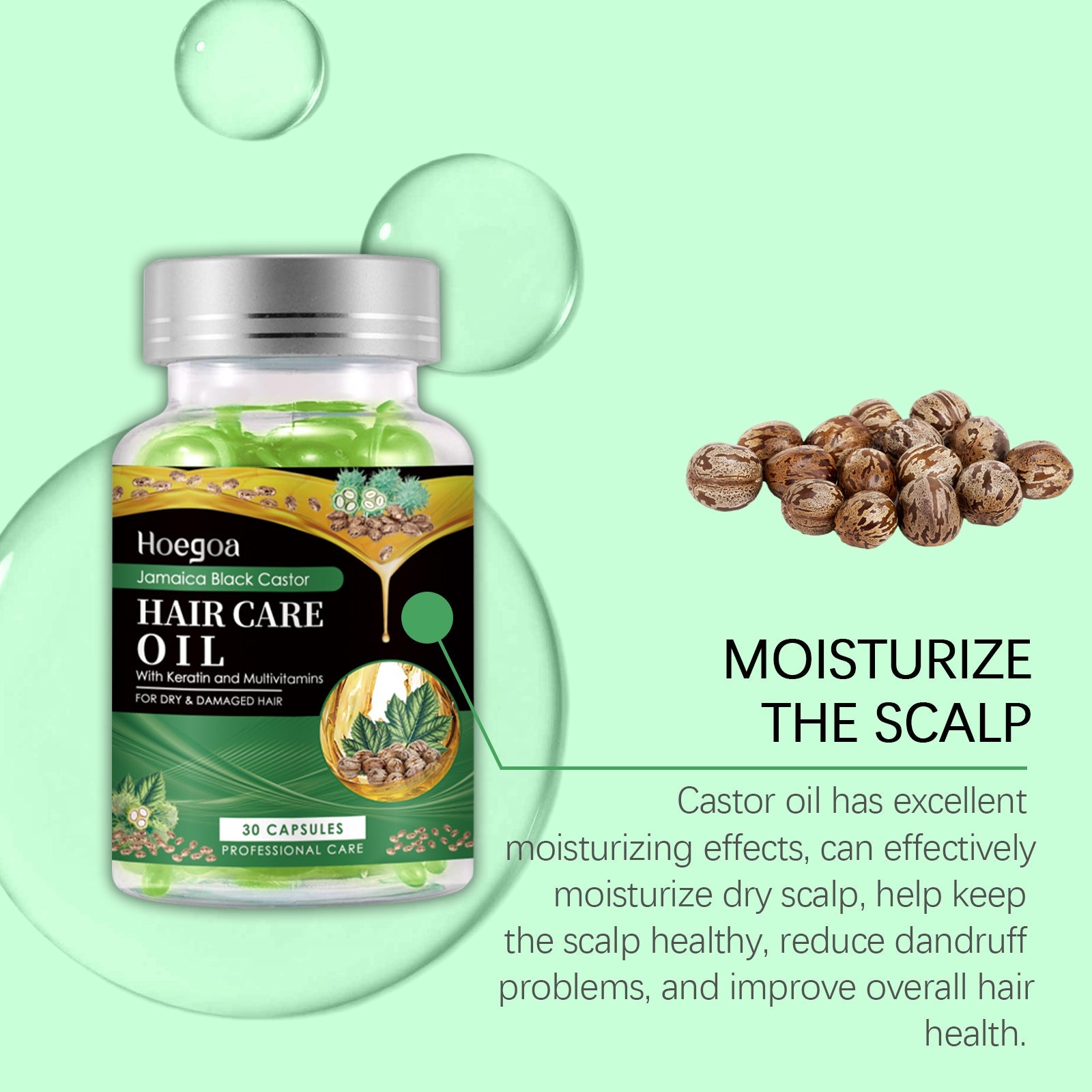 Black Castor Oil Nourishing Hair Care Capsule Hair Care Oil Gently Nourishes And Softeningly Improves Dry Hair