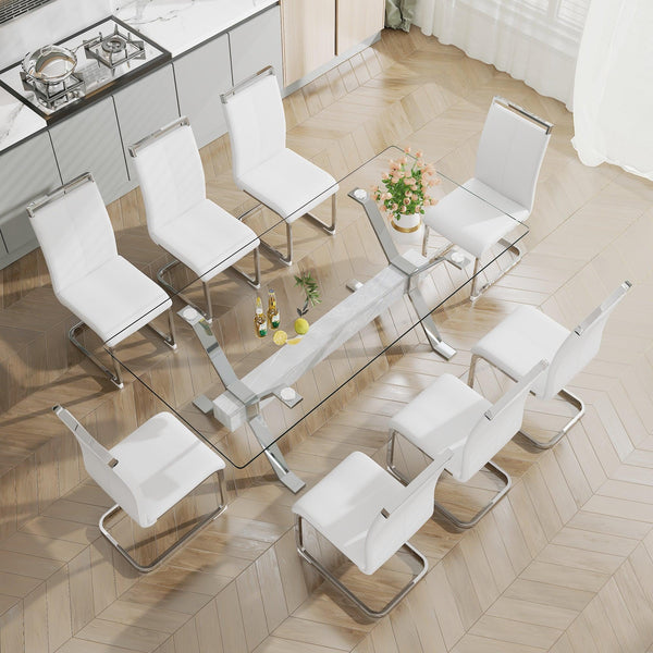 Dining table Modern tempered glass dining table 79 ''x39''x30 '' 1105
