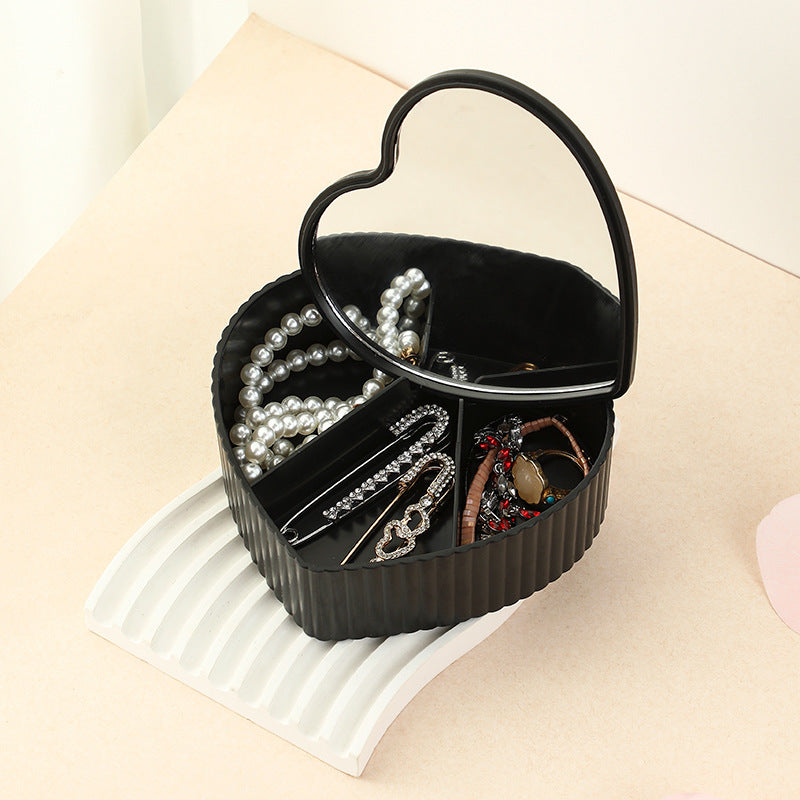 High-end luxury desktop large capacity compartment jewelry storage box with mirror