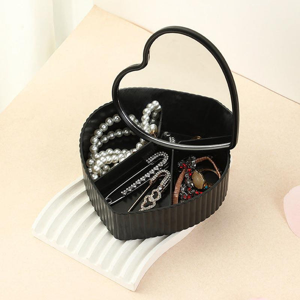 High-end luxury desktop large capacity compartment jewelry storage box with mirror