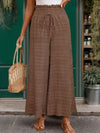 Tied Wide Leg Pants - Brown / M