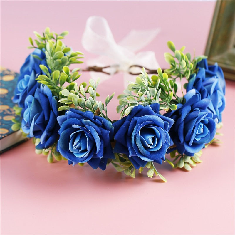 Handmade flower wreaths seaside vacation wedding accessories velvet adjustable hair accessories
