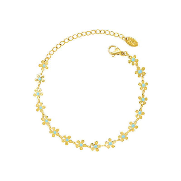 Golden Flower Blue Drip Oil Bracelet