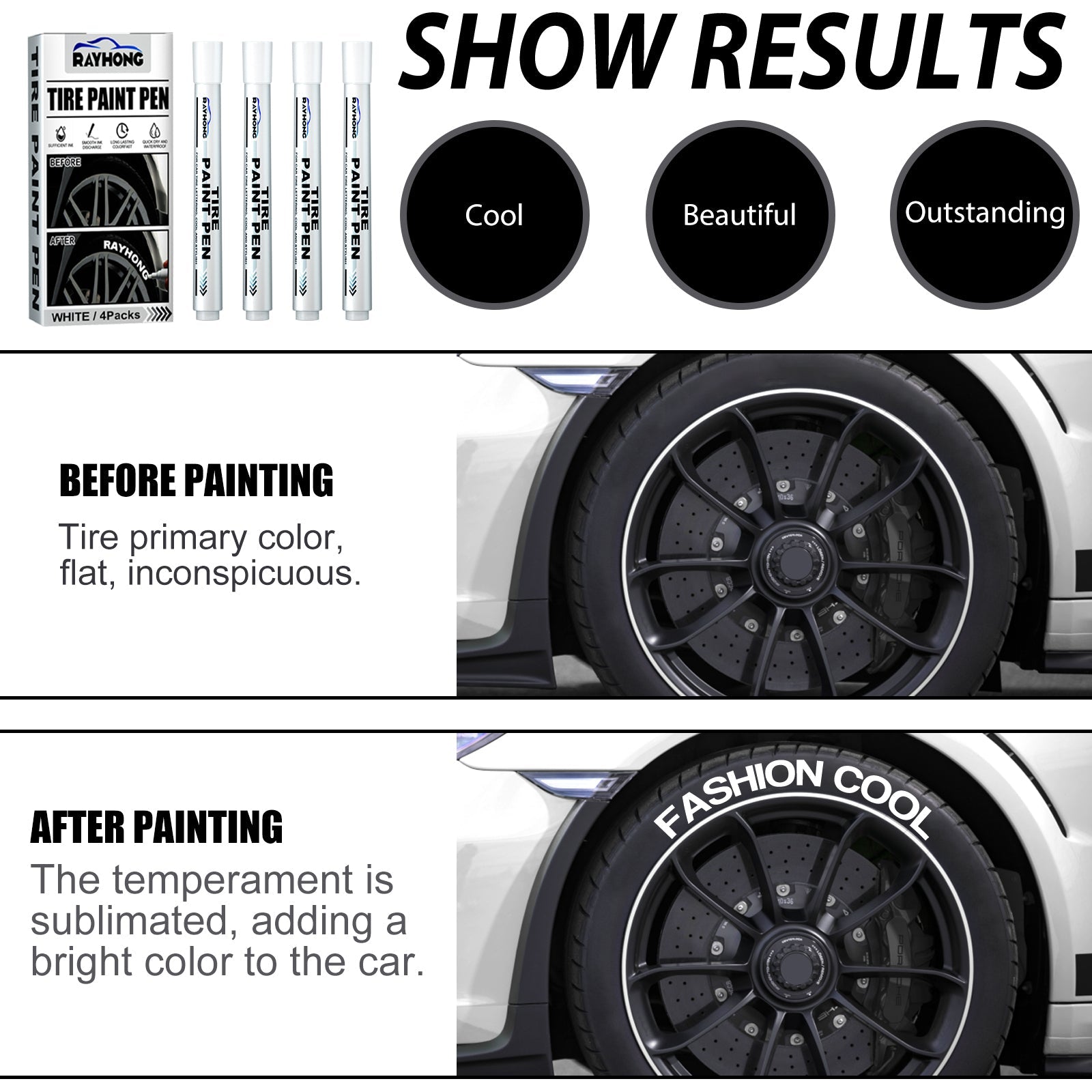 Tire Paint Pen, Car Tire Letter Pen Decorative Modification Supplies Graffiti Tracing Birthmark Pen