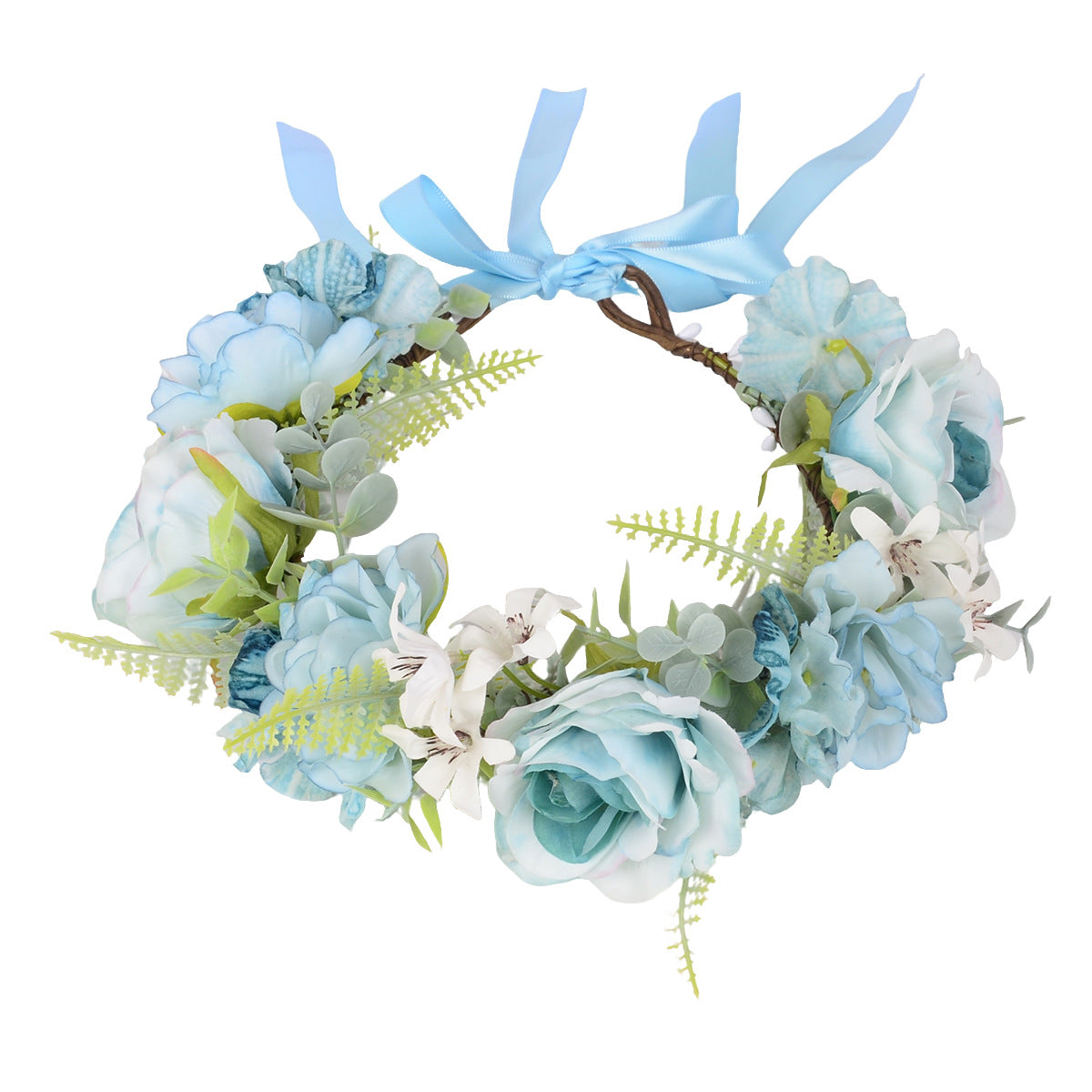 Flower Wreath Simulation Flower Leaves Hair Strap Photography Retro Hanfu Bridal Girl Flower Wreath Headwear