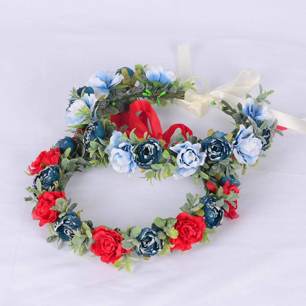 Flower garland super fairy bridal headpiece handmade simulation flower fairy headpiece wedding photography hair accessory