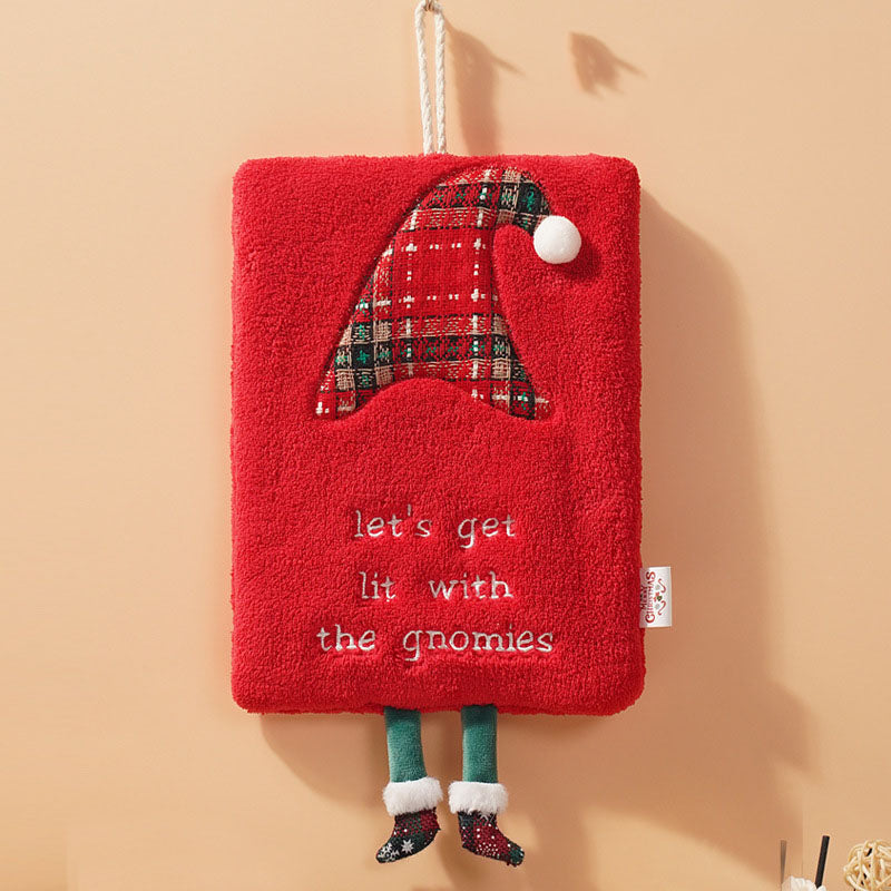New Christmas hand towel can be hung with thick coral fleece towel, kitchen absorbent quick drying cloth, cartoon hand towel