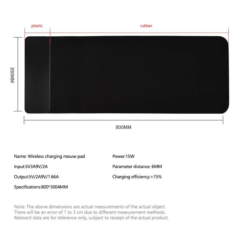 15W wireless charging mouse pad extra large fast charging computer gaming keyboard pad wireless charging rubber mouse pad
