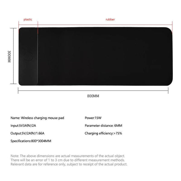 15W wireless charging mouse pad extra large fast charging computer gaming keyboard pad wireless charging rubber mouse pad