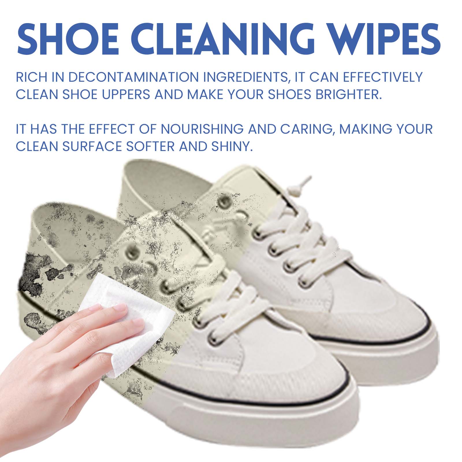 Shoe Wipes, Leather Shoes Sneakers Wallet Leather Sofa Multi-Purpose No-Wash Decontamination Cleaning Wipes