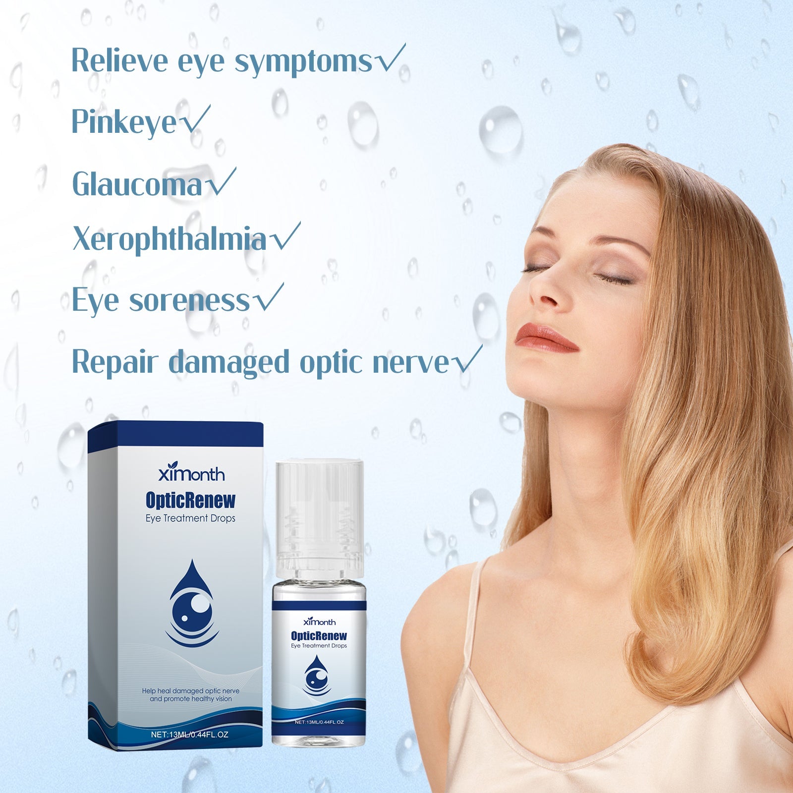 Optic Renew Eye Treatment Drops, Relieves Redness Eyestrain Dry Vision Blurry Eye Care Solution