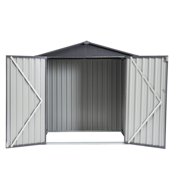 XWT014 Garden Metal Storage Shed Gray White 6x4x6ft outdoor storing tools Rainproof Hinge door version - Gifts for You 'n Me